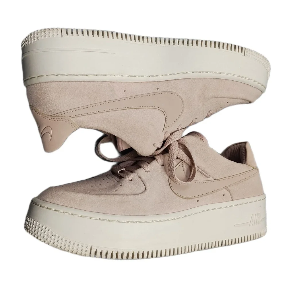 Nike Air Force 1 Sage Low Platform Sneakers Womens 9 Pink Perforated AR5339-201